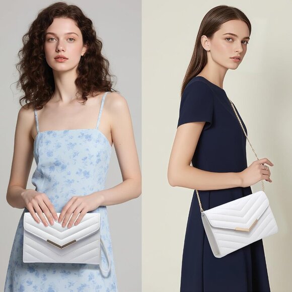 Black Patent Crocodile Evening Clutch Purse for Women with Rhinestone Bow Chain - Picture 4 of 7